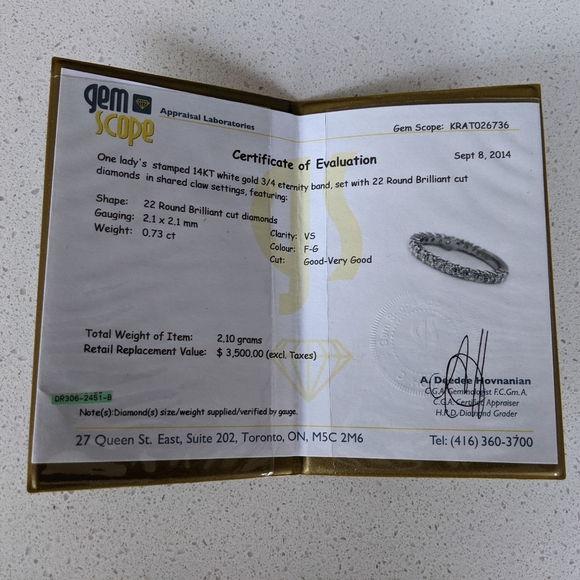 Appraised Beautiful 3/4 Diamond Eternity Band - Picture 2 of 8